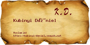 Kubinyi Dániel névjegykártya